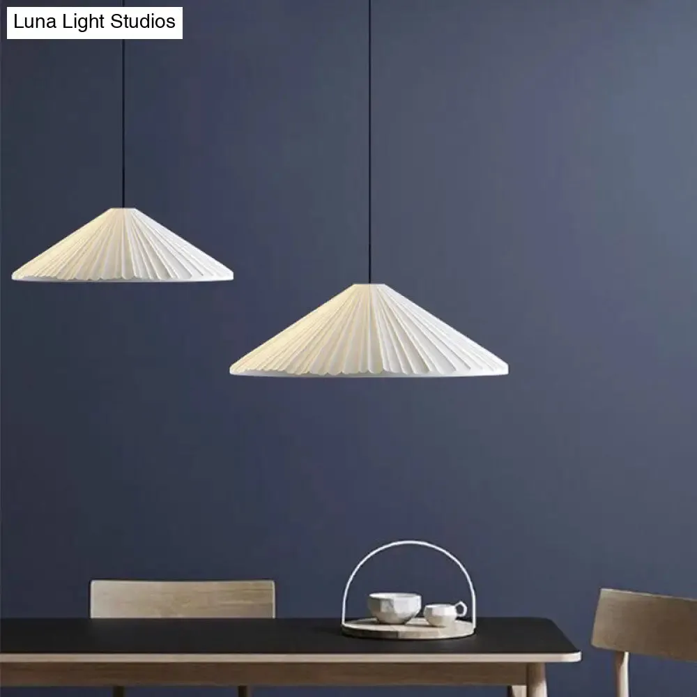 Modern Nordic Style Conic Pendant Light in Blue/Pink/White - Ribbed Design, 12.5"/16.5" Width - Ideal for Bedroom