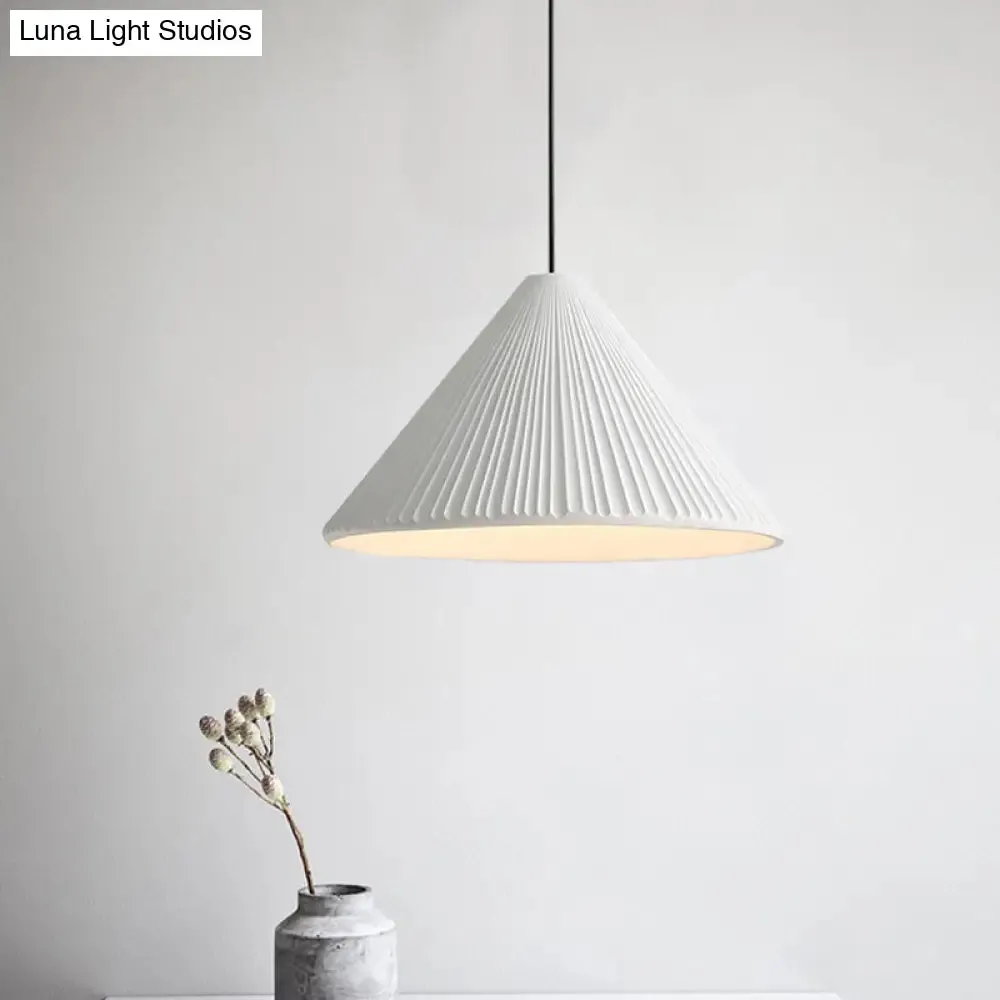 Modern Nordic Style Conic Pendant Light in Blue/Pink/White - Ribbed Design, 12.5"/16.5" Width - Ideal for Bedroom