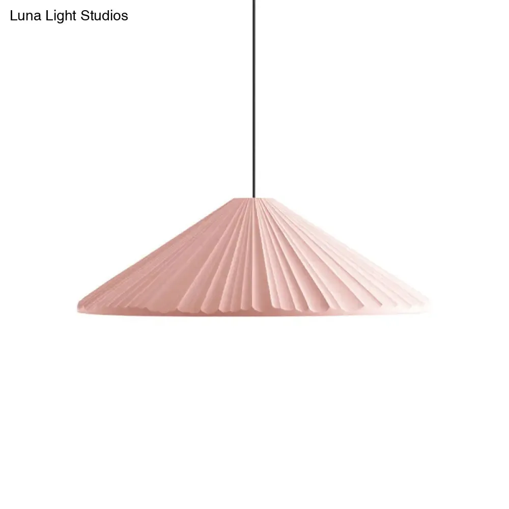 Modern Nordic Style Conic Pendant Light in Blue/Pink/White - Ribbed Design, 12.5"/16.5" Width - Ideal for Bedroom