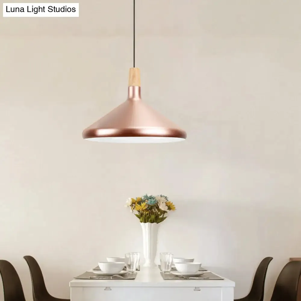 Modern Rose Gold Pyramid Pendant Lamp for Study Room