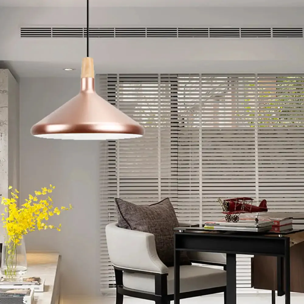Modern Rose Gold Pyramid Pendant Lamp for Study Room