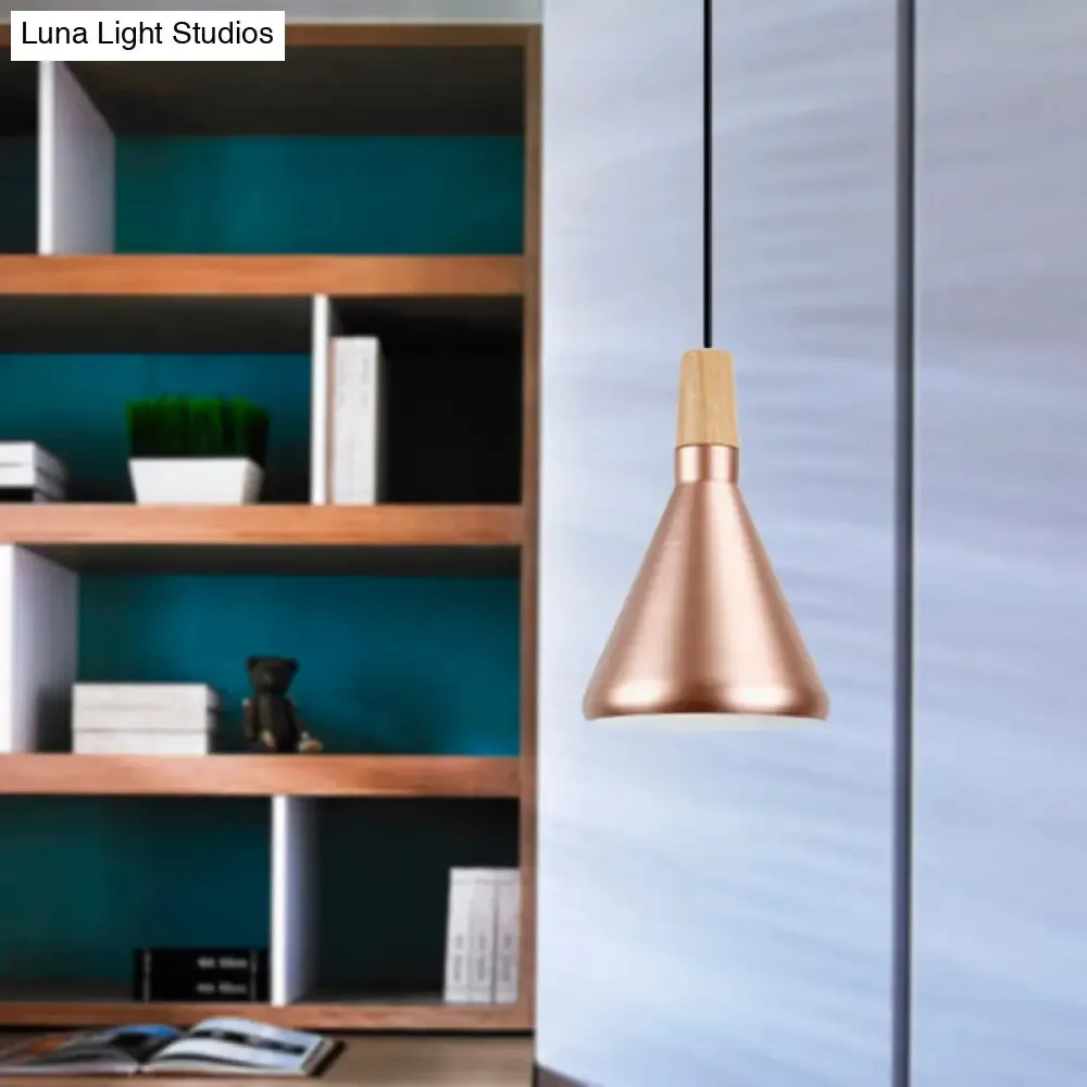 Modern Rose Gold Pyramid Pendant Lamp for Study Room