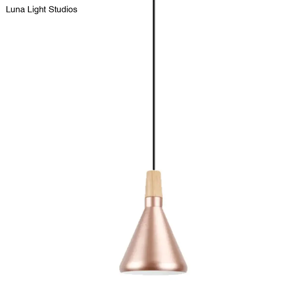 Modern Rose Gold Pyramid Pendant Lamp for Study Room