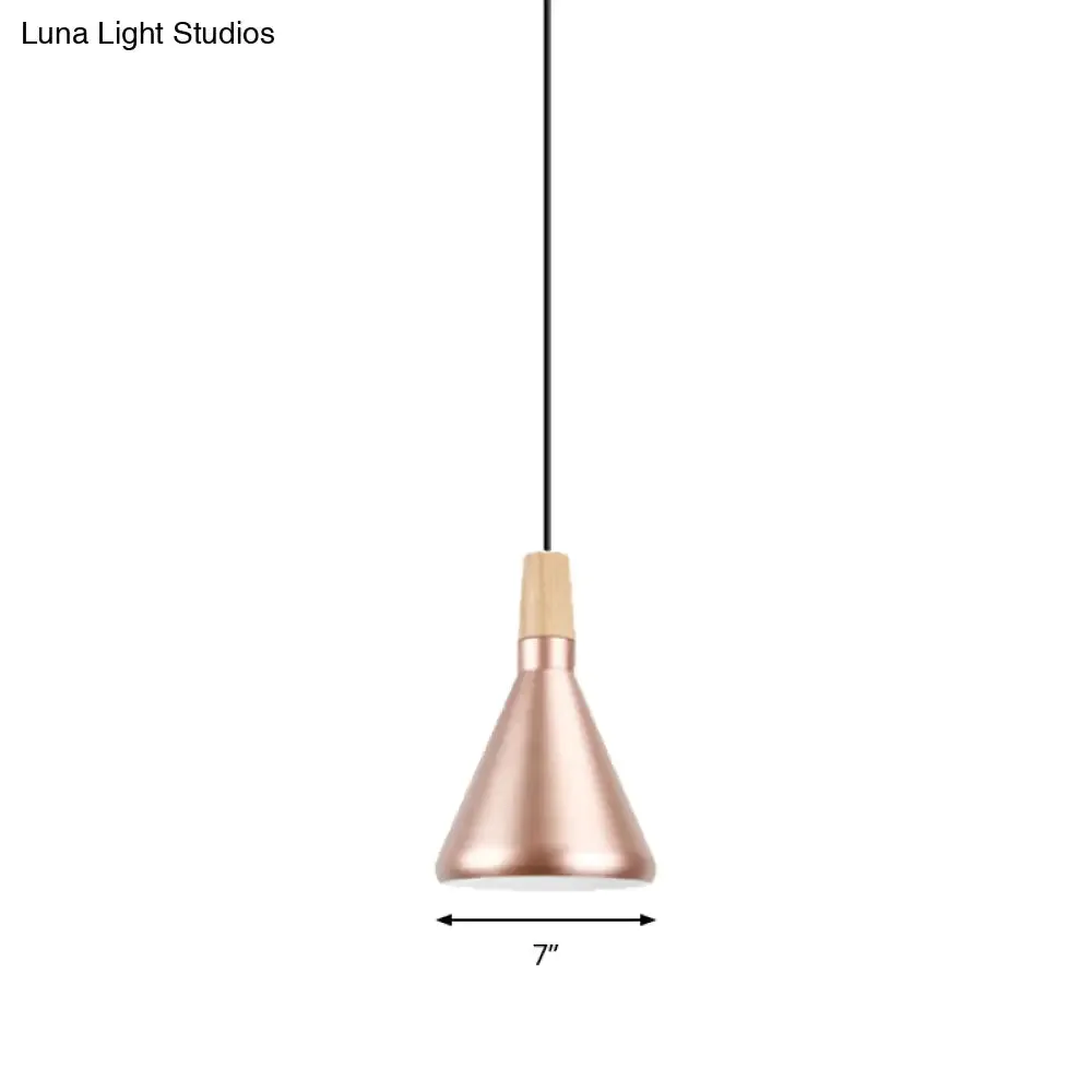 Modern Rose Gold Pyramid Pendant Lamp for Study Room