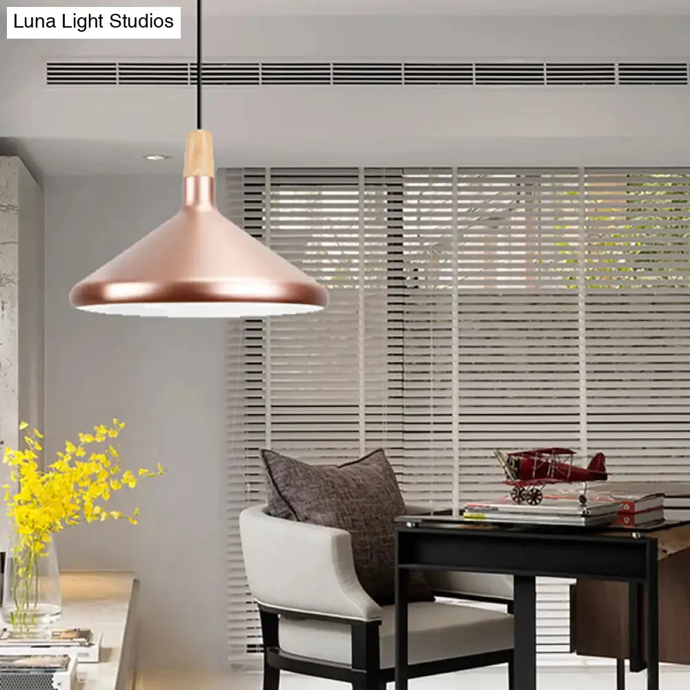 Modern Rose Gold Pyramid Pendant Lamp for Study Room