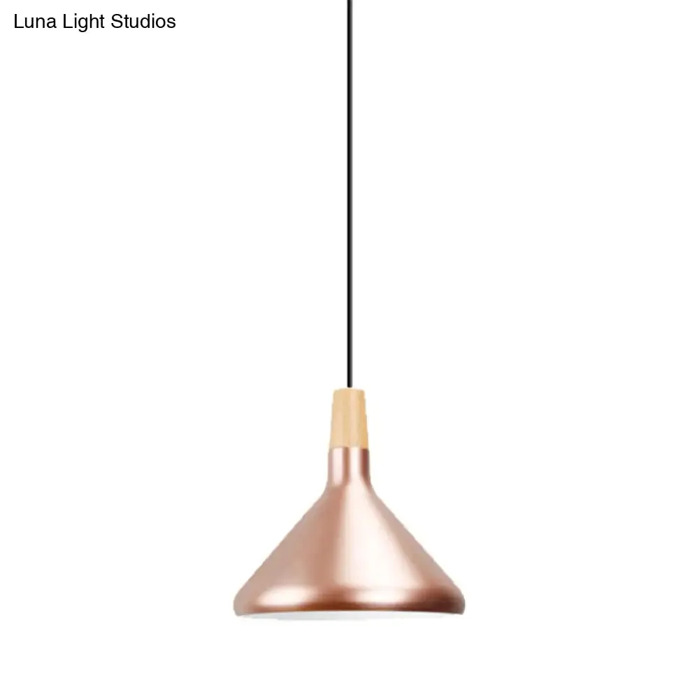 Modern Rose Gold Pyramid Pendant Lamp for Study Room