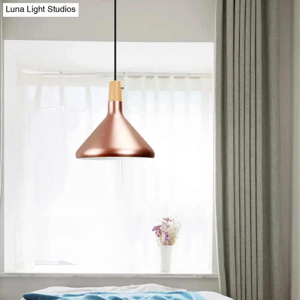 Modern Rose Gold Pyramid Pendant Lamp for Study Room