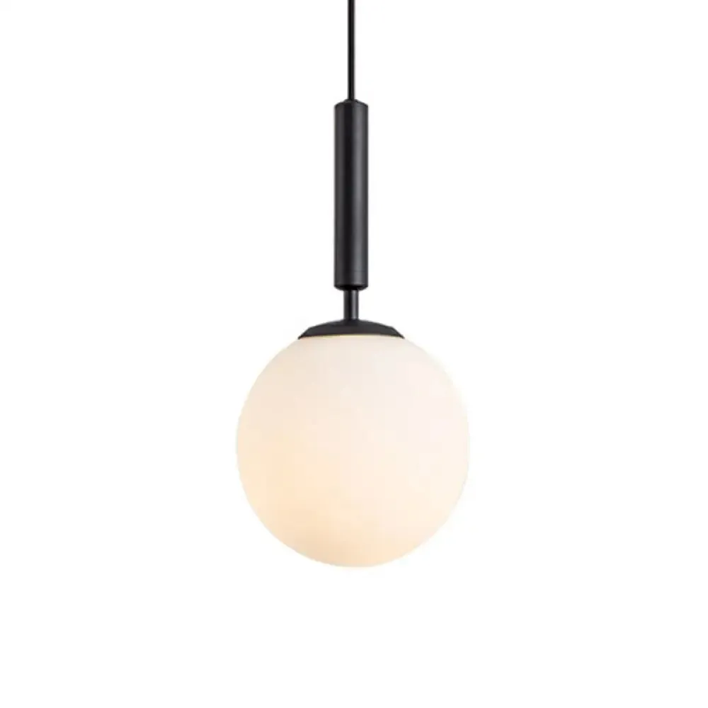 Modern White Glass Pendant Lamp for Bedroom - Globe Hanging Ceiling Light