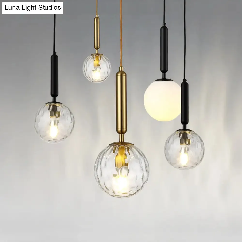 Modern White Glass Pendant Lamp for Bedroom - Globe Hanging Ceiling Light