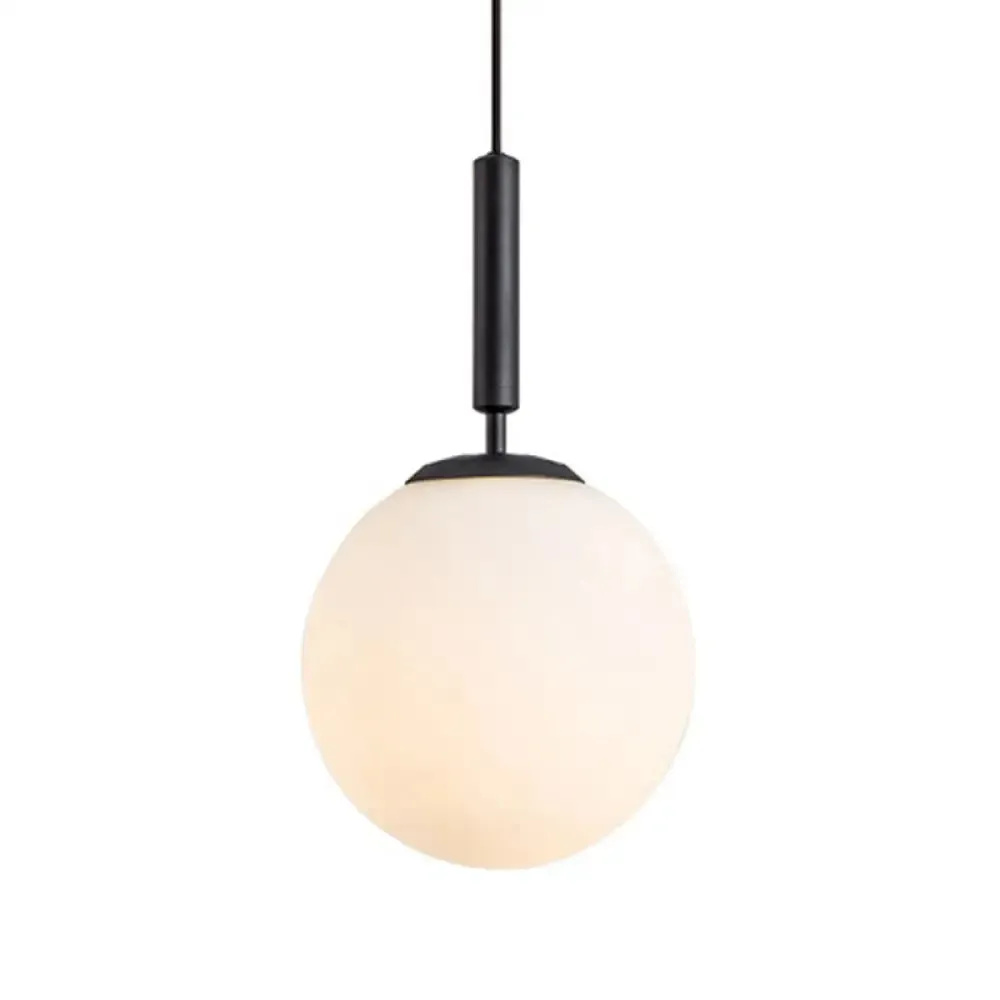 Modern White Glass Pendant Lamp for Bedroom - Globe Hanging Ceiling Light