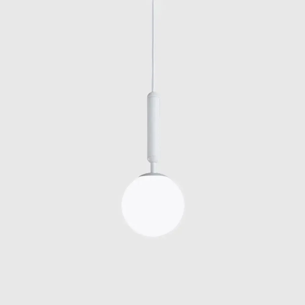 Modern White Glass Pendant Lamp for Bedroom - Globe Hanging Ceiling Light