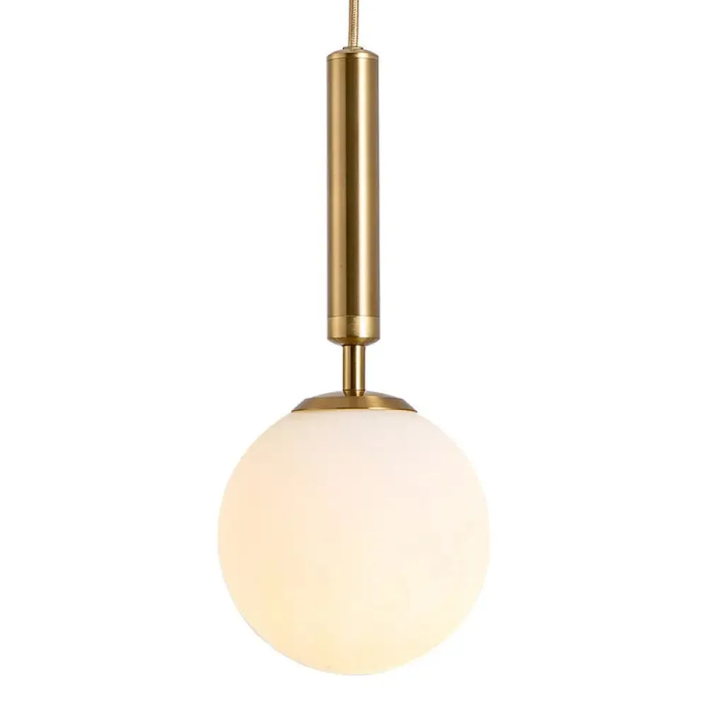 Modern White Glass Pendant Lamp for Bedroom - Globe Hanging Ceiling Light