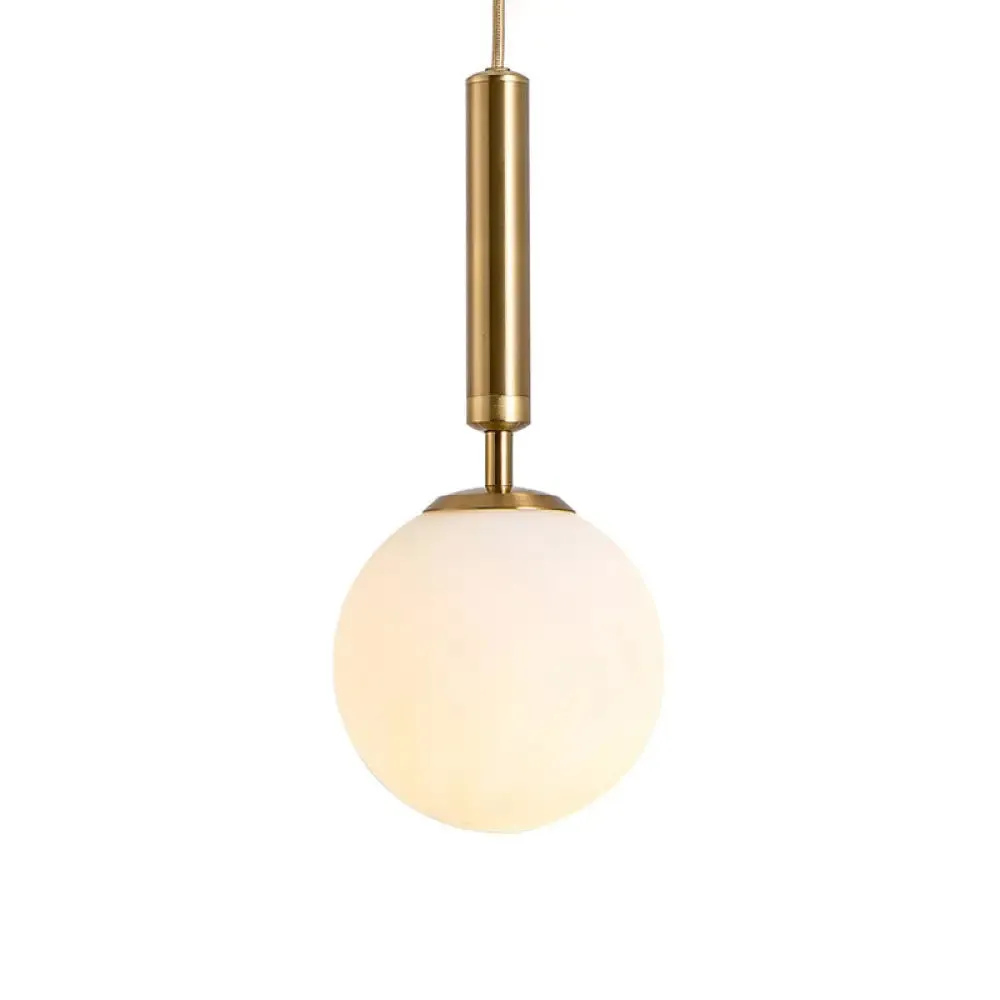 Modern White Glass Pendant Lamp for Bedroom - Globe Hanging Ceiling Light