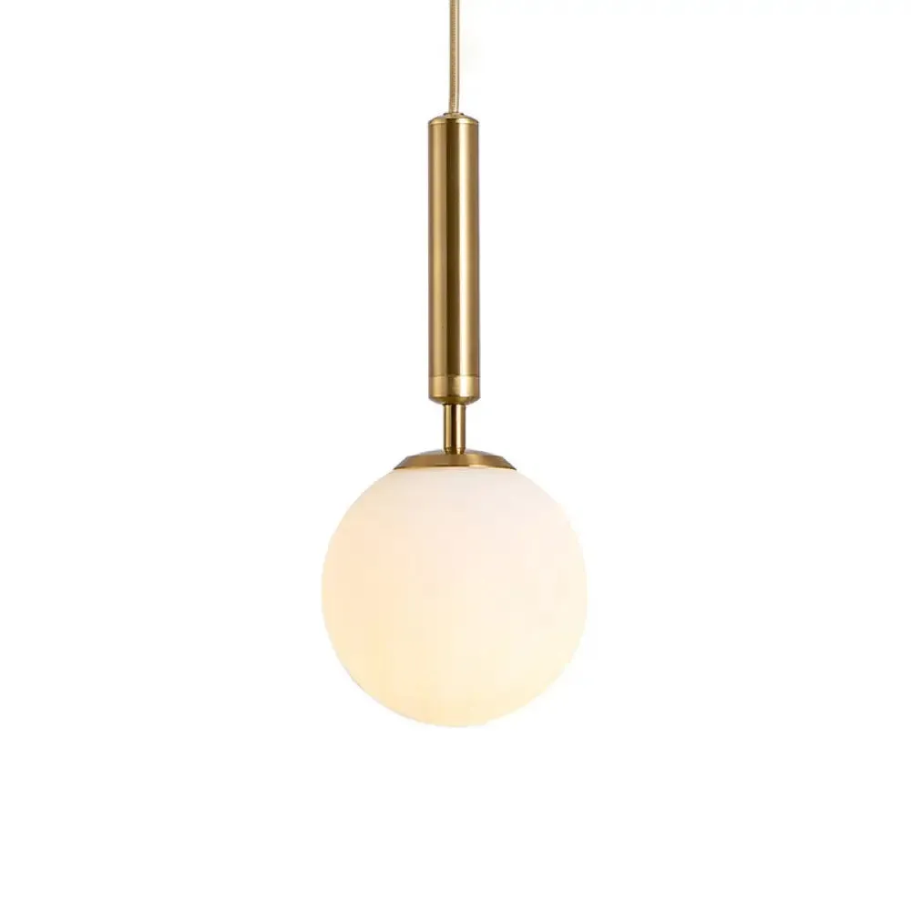 Modern White Glass Pendant Lamp for Bedroom - Globe Hanging Ceiling Light