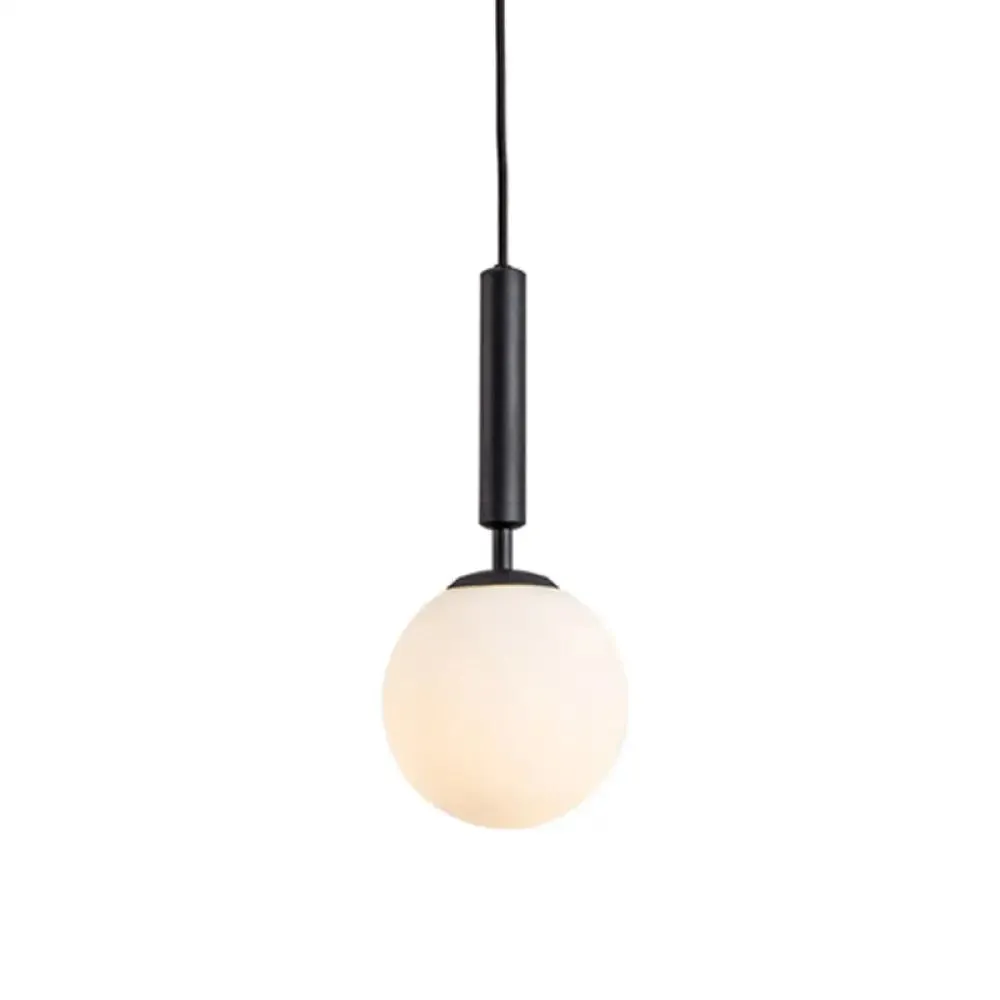 Modern White Glass Pendant Lamp for Bedroom - Globe Hanging Ceiling Light