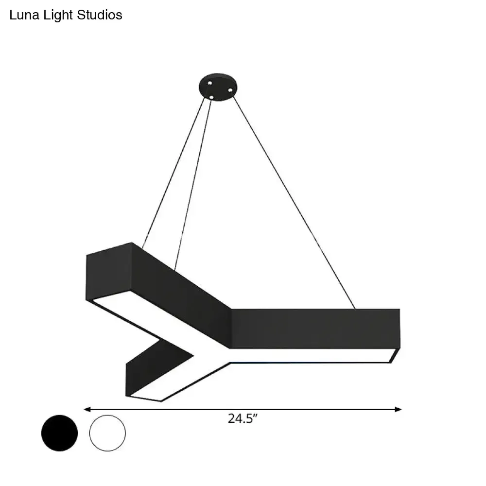 Modern Y-Shaped Gymnasium LED Ceiling Lamp in Black/White, 3 Sizes Available