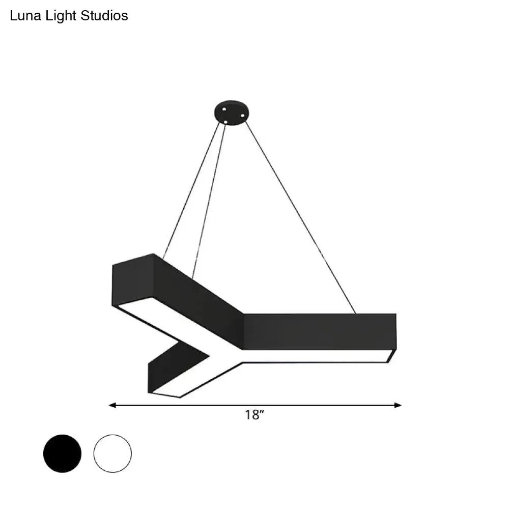 Modern Y-Shaped Gymnasium LED Ceiling Lamp in Black/White, 3 Sizes Available