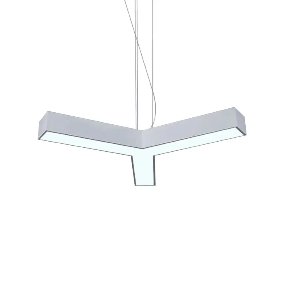 Modern Y-Shaped Gymnasium LED Ceiling Lamp in Black/White, 3 Sizes Available