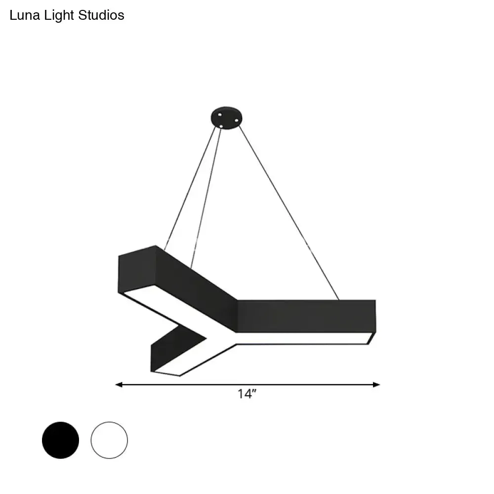 Modern Y-Shaped Gymnasium LED Ceiling Lamp in Black/White, 3 Sizes Available