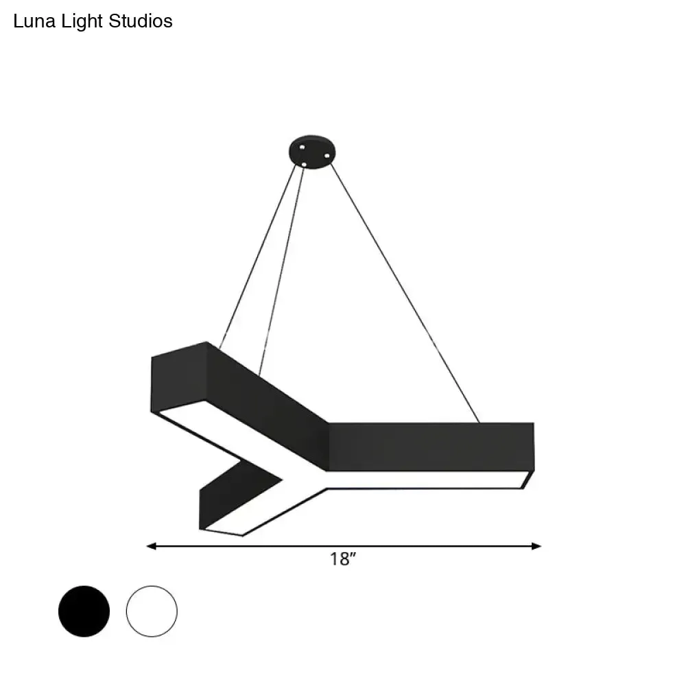 Modern Y-Shaped Gymnasium LED Ceiling Lamp in Black/White, 3 Sizes Available