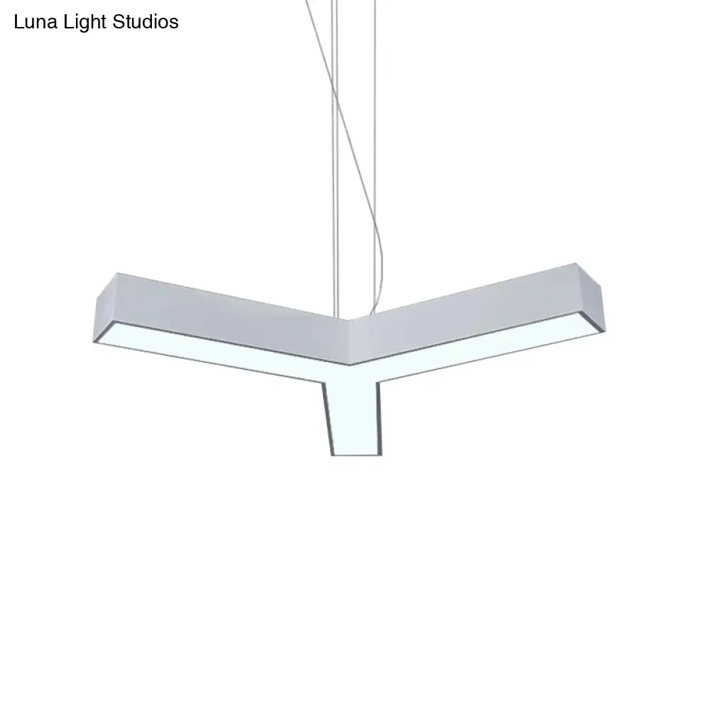 Modern Y-Shaped Gymnasium LED Ceiling Lamp in Black/White, 3 Sizes Available