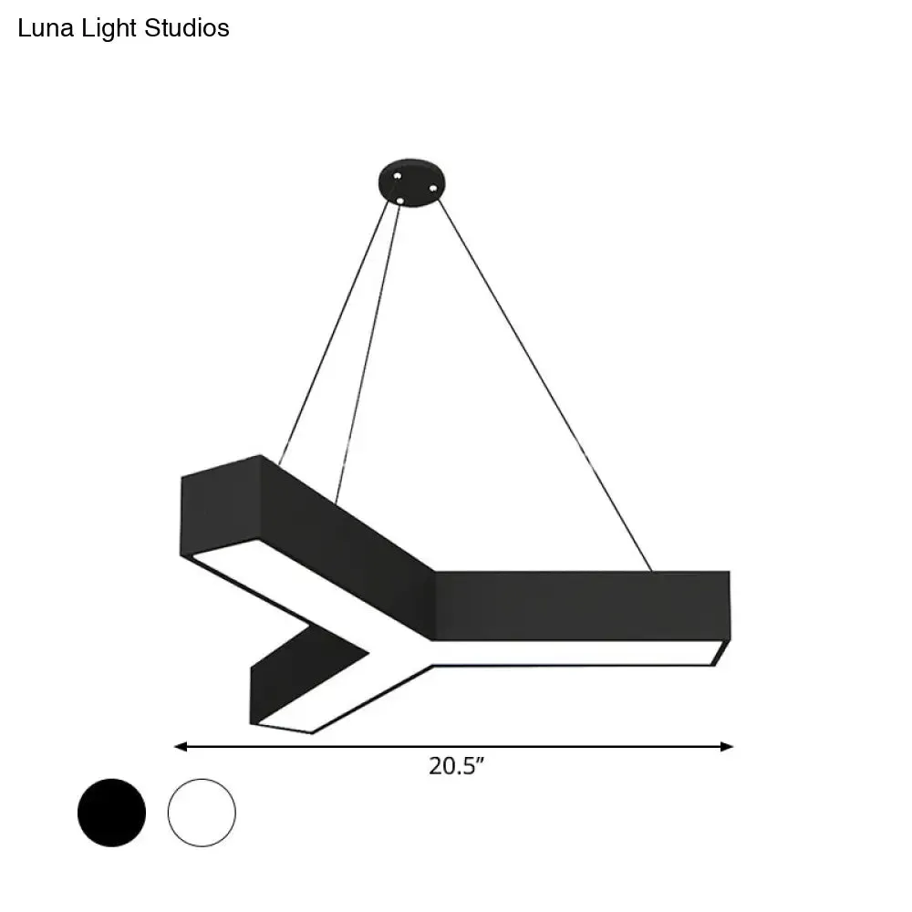 Modern Y-Shaped Gymnasium LED Ceiling Lamp in Black/White, 3 Sizes Available