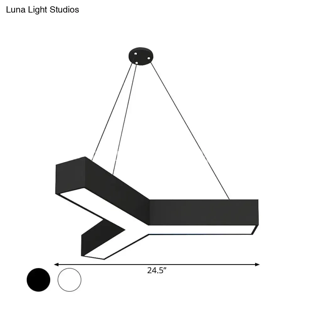 Modern Y-Shaped Gymnasium LED Ceiling Lamp in Black/White, 3 Sizes Available