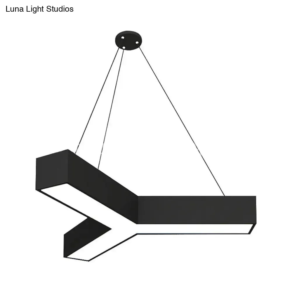 Modern Y-Shaped Gymnasium LED Ceiling Lamp in Black/White, 3 Sizes Available