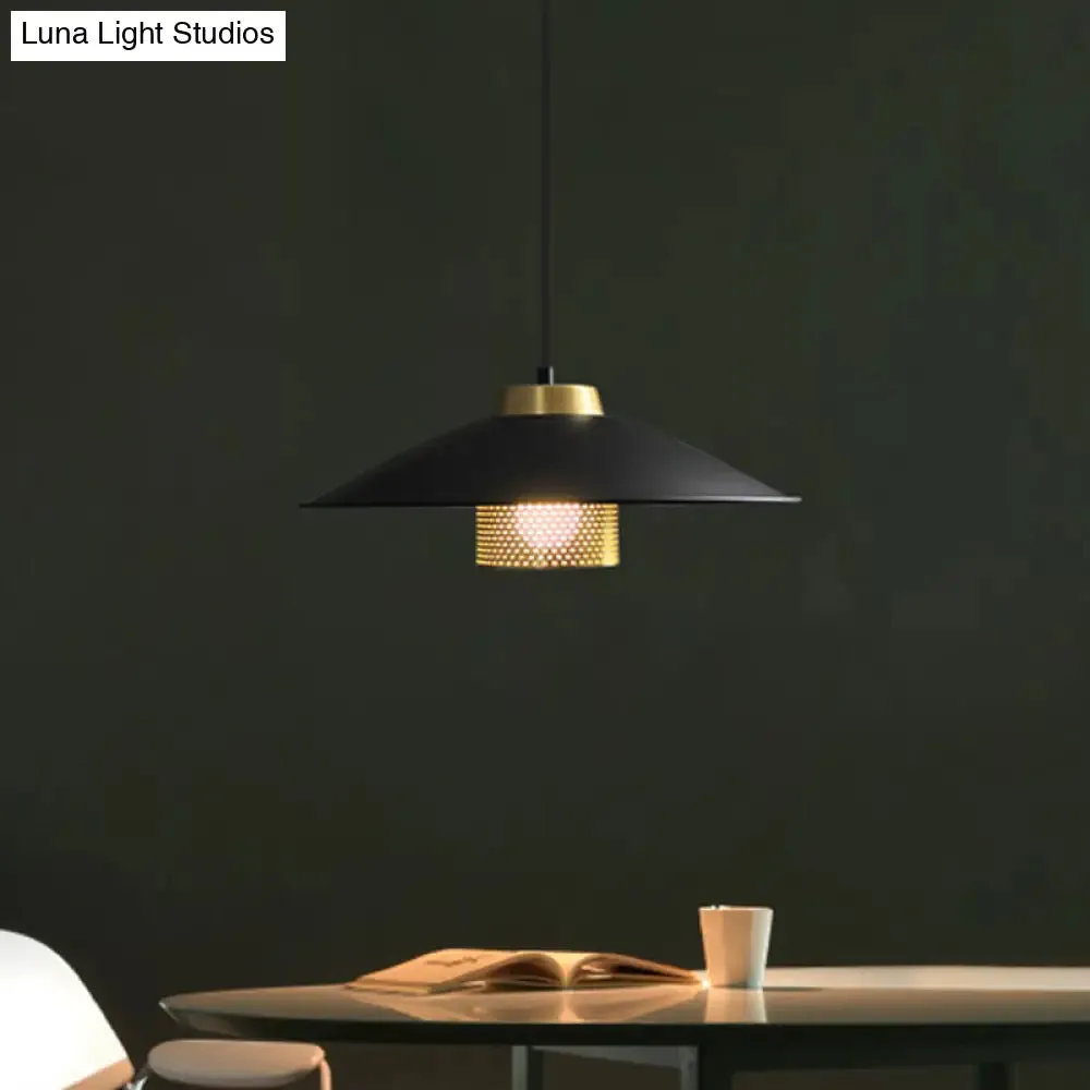 Modernist Black Wide Flare Ceiling Light: Metal Hanging Pendant Lamp for Restaurants