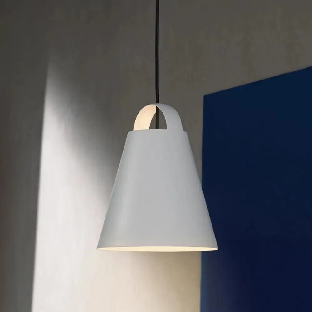 Modernist Ceiling Light - Black/White Trumpet Fixture with Metal Shade