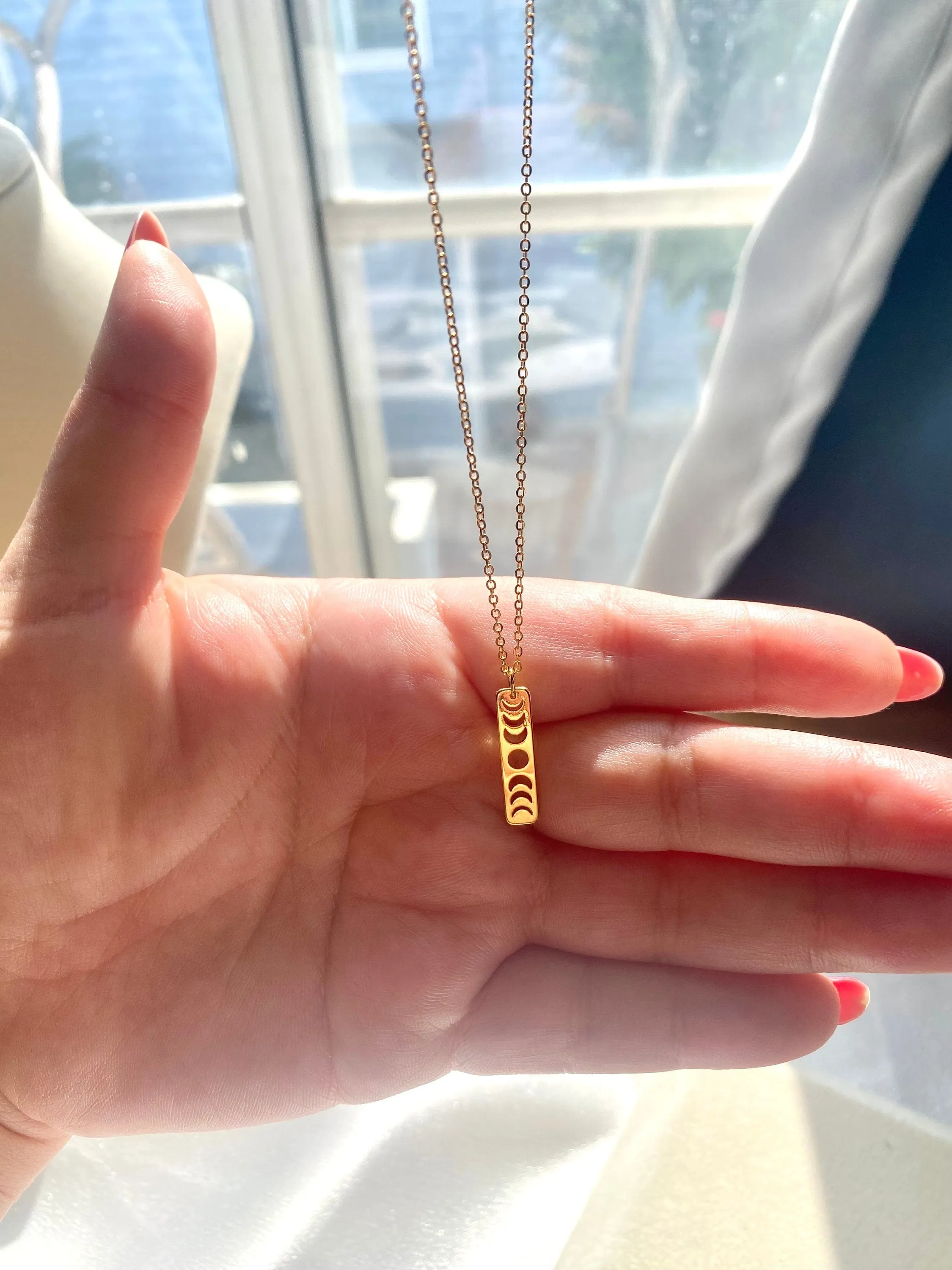 Moon Phases Pendant 18k Gold Plated Necklace