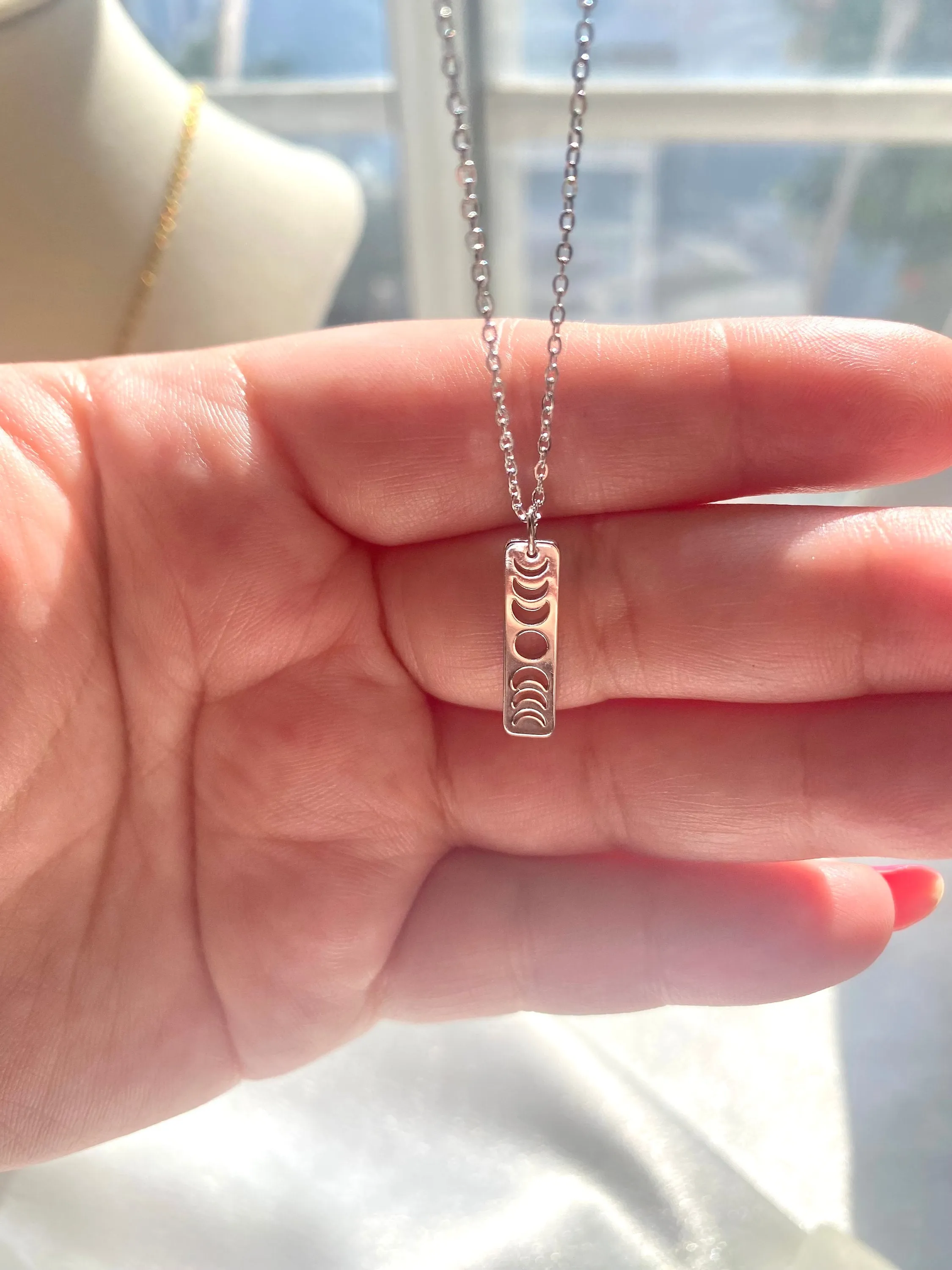 Moon Phases Pendant 18k Gold Plated Necklace