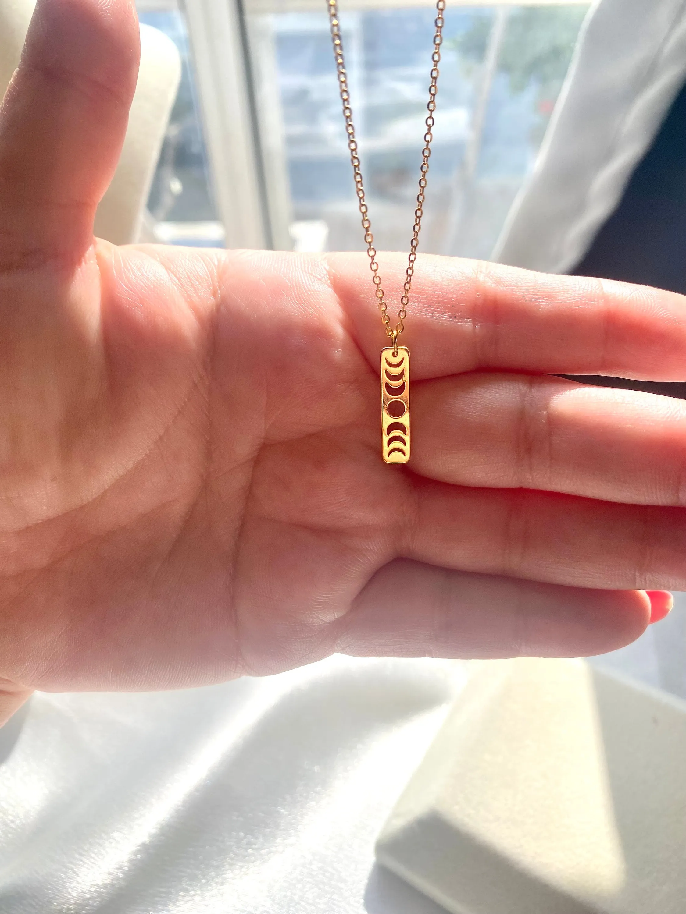 Moon Phases Pendant 18k Gold Plated Necklace