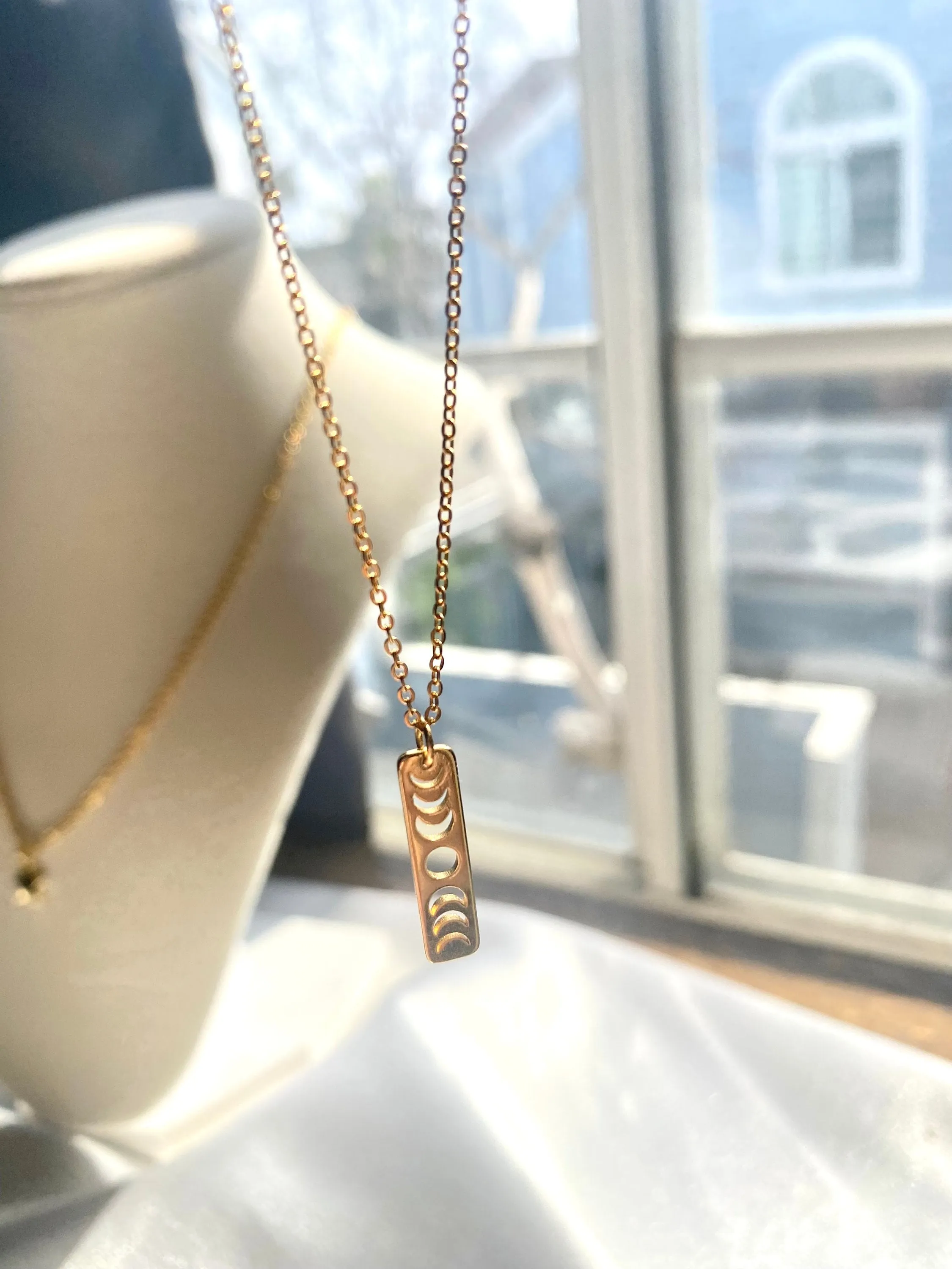 Moon Phases Pendant 18k Gold Plated Necklace