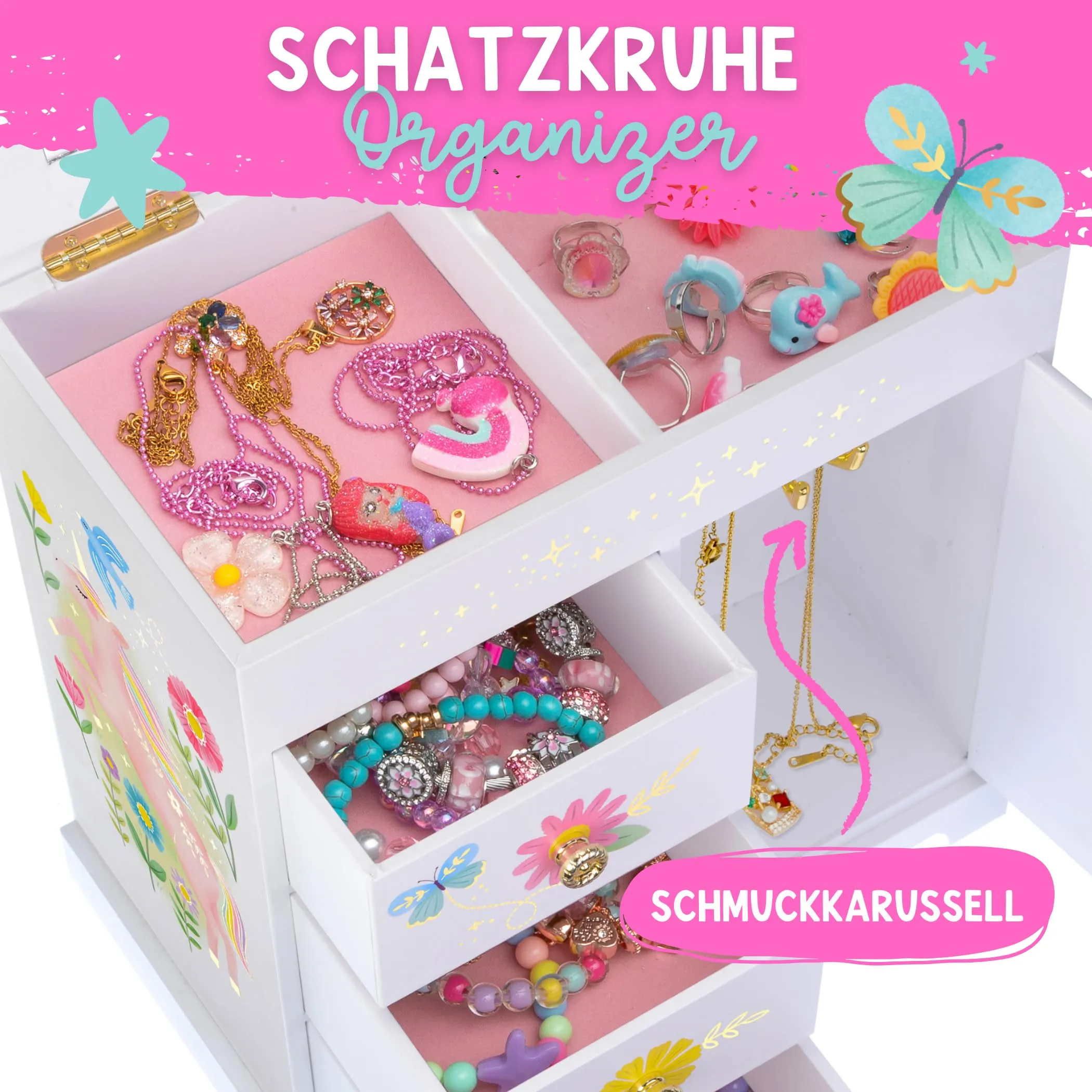 Musical children's music box with mirror
