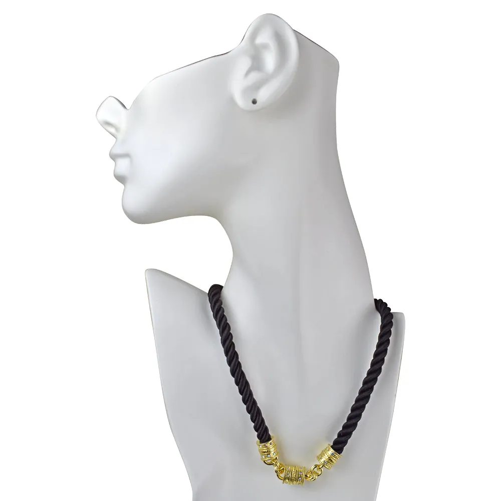 Mystic Cord Magnetic Interchangeable Necklace (Goldtone/Black)