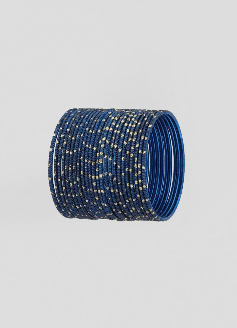 Navy Glitter Spot Bangle Set