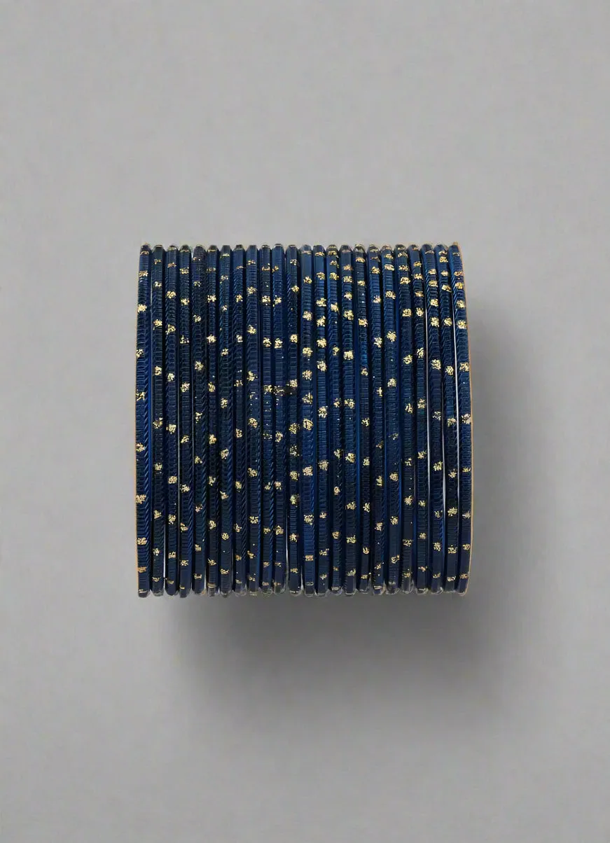 Navy Glitter Spot Bangle Set
