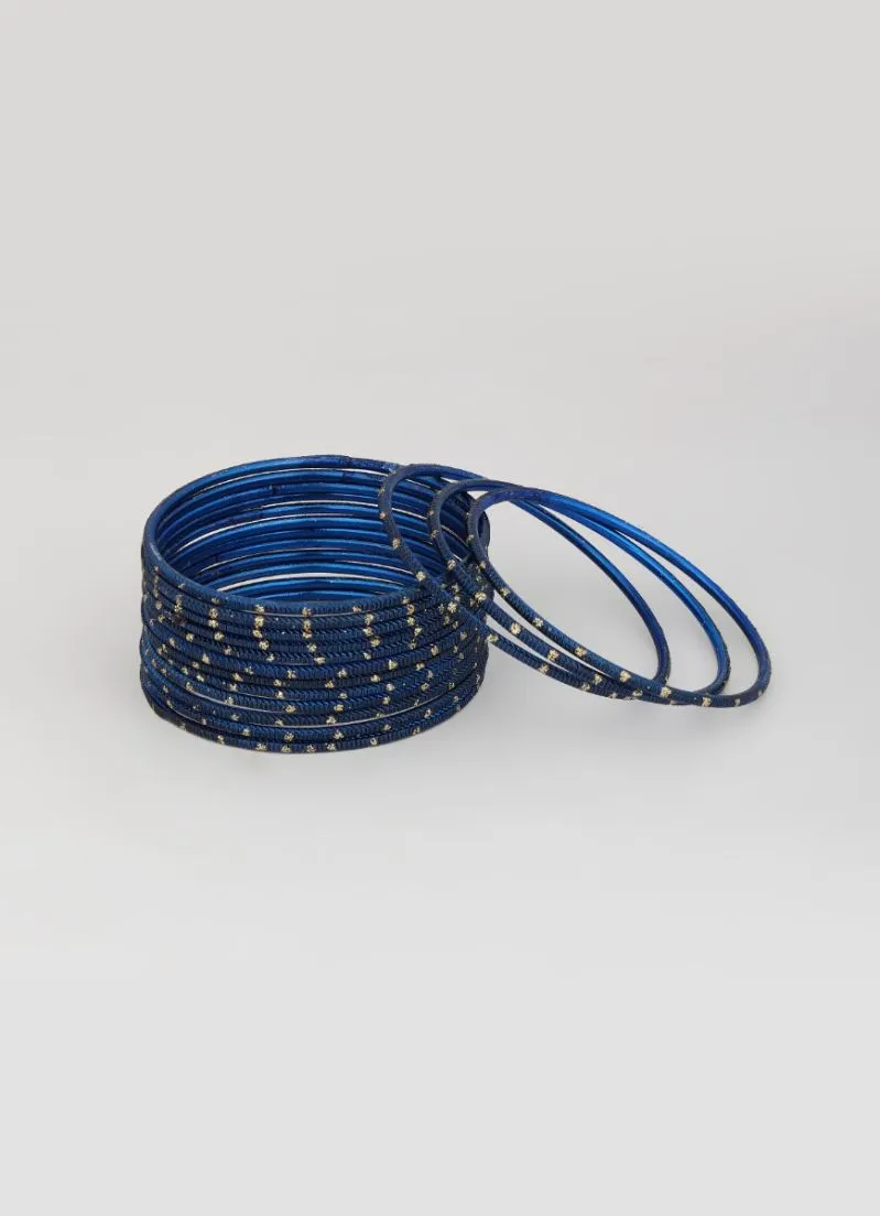 Navy Glitter Spot Bangle Set
