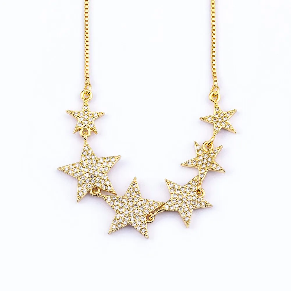 New Fashion Sparkle Star Shape Pendant Necklace Copper Zircon Elegant Women