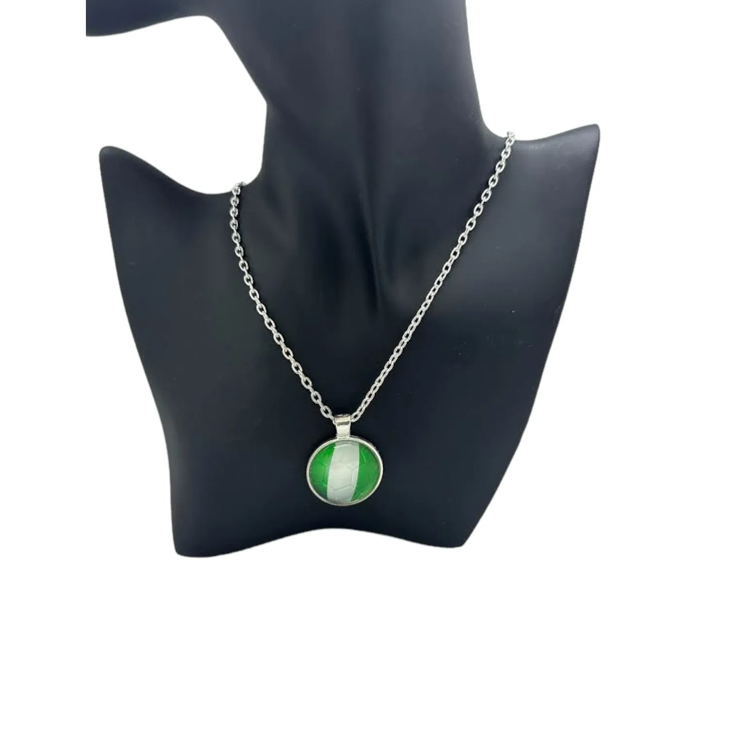 Nigerian Flag Football Necklace Set (Silver Plated)
