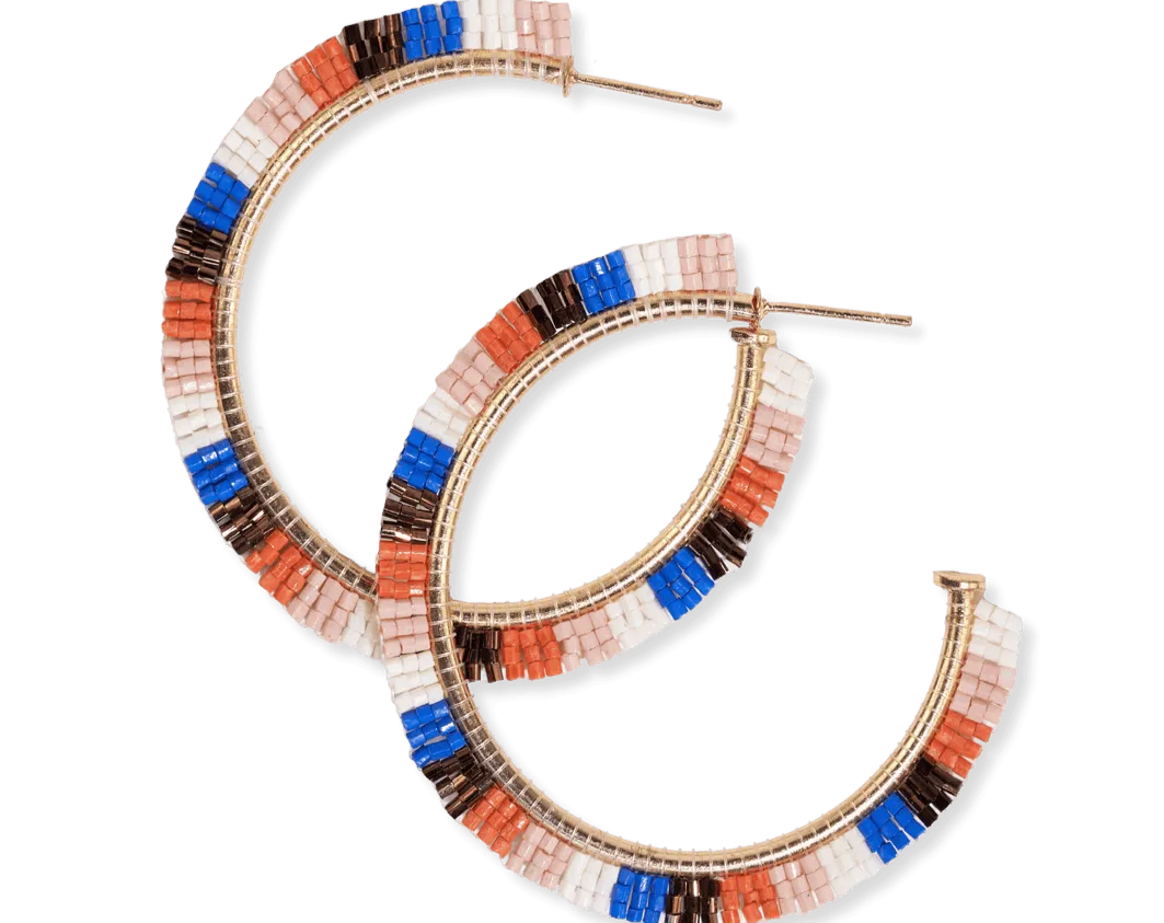 Nora Hoop Earrings- Rust and Lapis