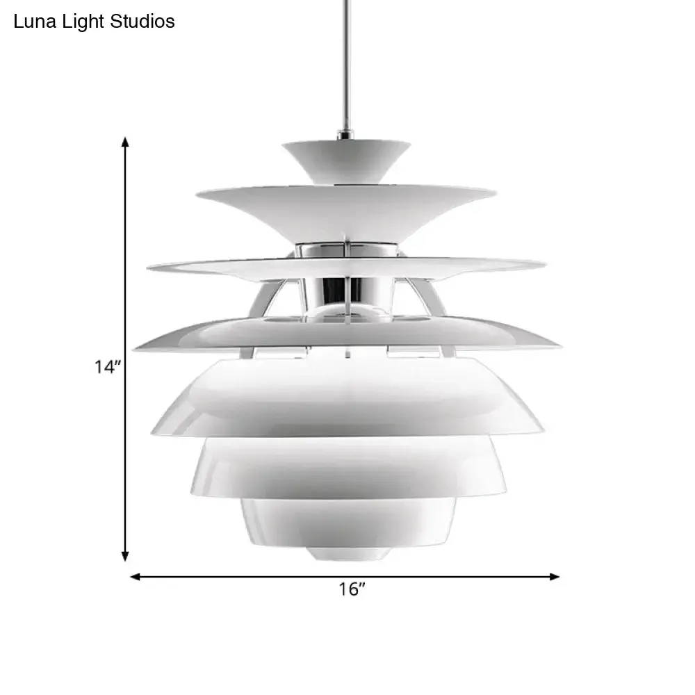 Nordic Aluminum Pinecone Pendant Lamp: Tiered Ceiling Hanging Light in White