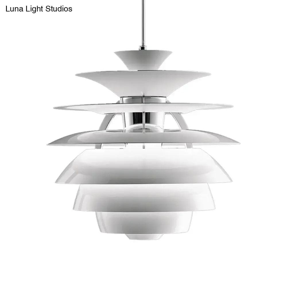 Nordic Aluminum Pinecone Pendant Lamp: Tiered Ceiling Hanging Light in White