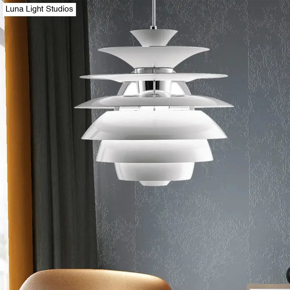 Nordic Aluminum Pinecone Pendant Lamp: Tiered Ceiling Hanging Light in White