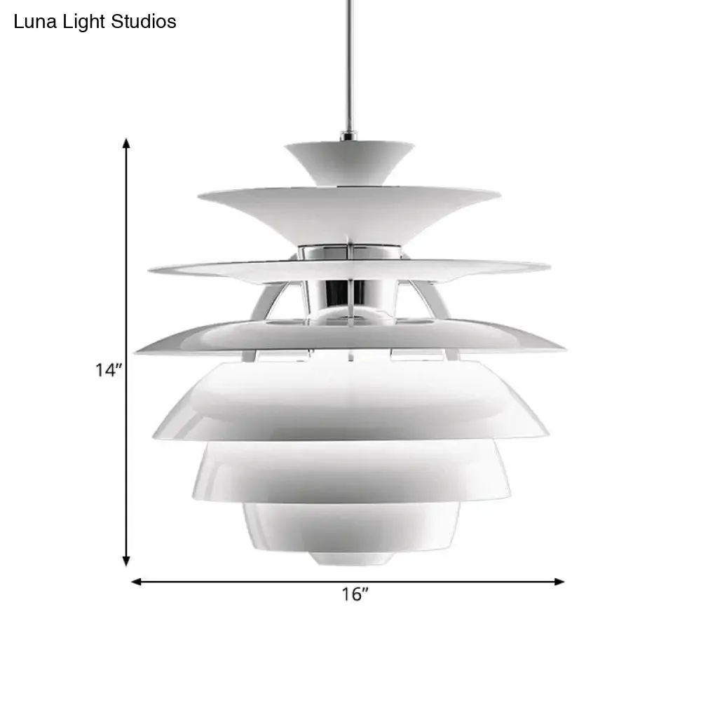 Nordic Aluminum Pinecone Pendant Lamp: Tiered Ceiling Hanging Light in White