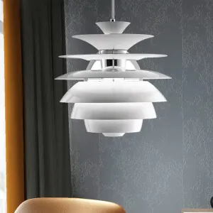 Nordic Aluminum Pinecone Pendant Lamp: Tiered Ceiling Hanging Light in White
