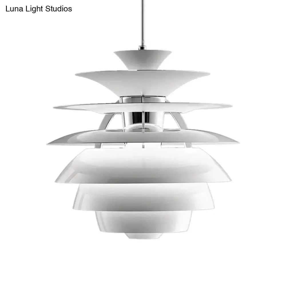Nordic Aluminum Pinecone Pendant Lamp: Tiered Ceiling Hanging Light in White