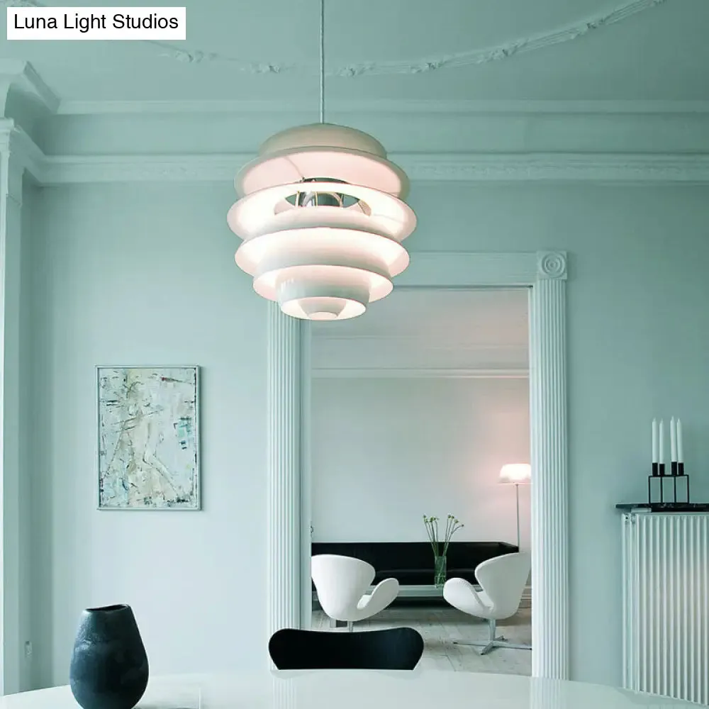Nordic Aluminum Pinecone Pendant Lamp: Tiered Ceiling Hanging Light in White