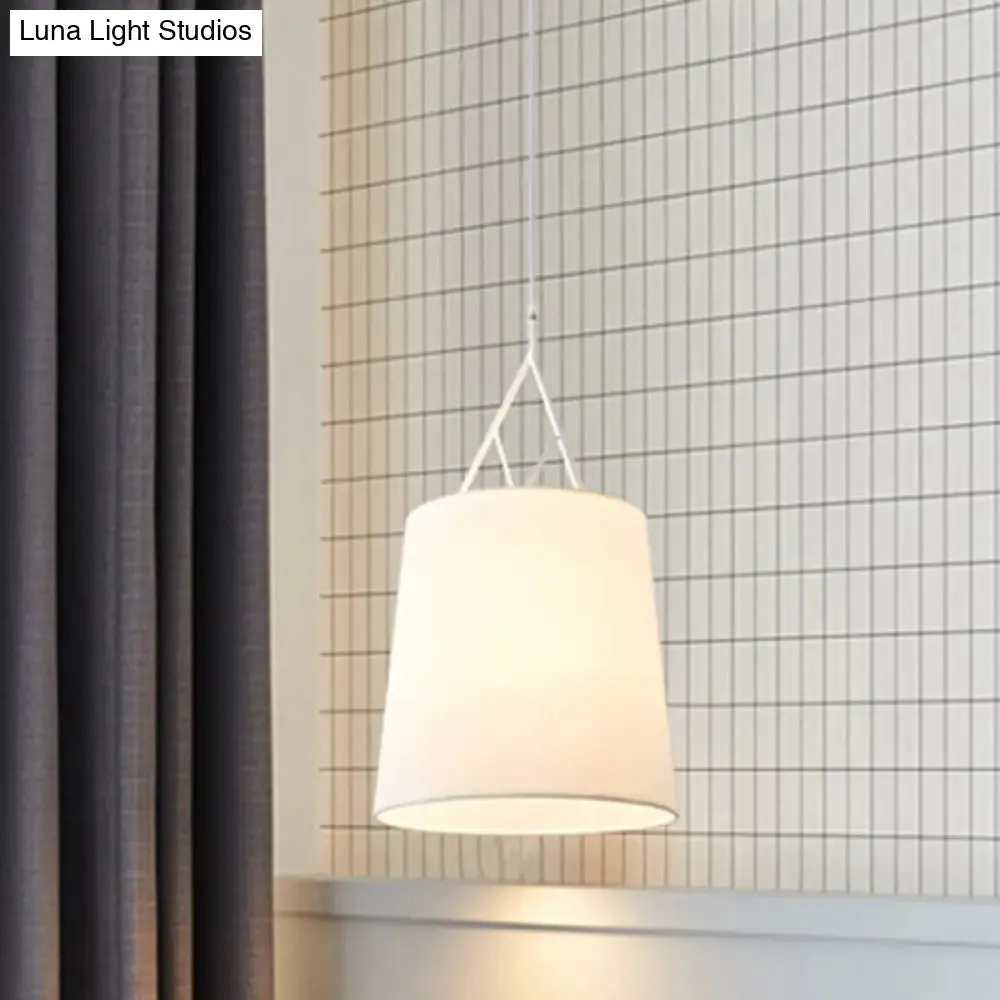 Nordic Hand Sewn Fabric Conic Pendant Lamp: Single Black/White Hanging Ceiling Light with Twig Arm